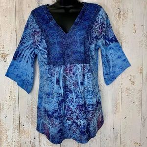 Energe World Wear Womens Med Boho Style Tunic Blue